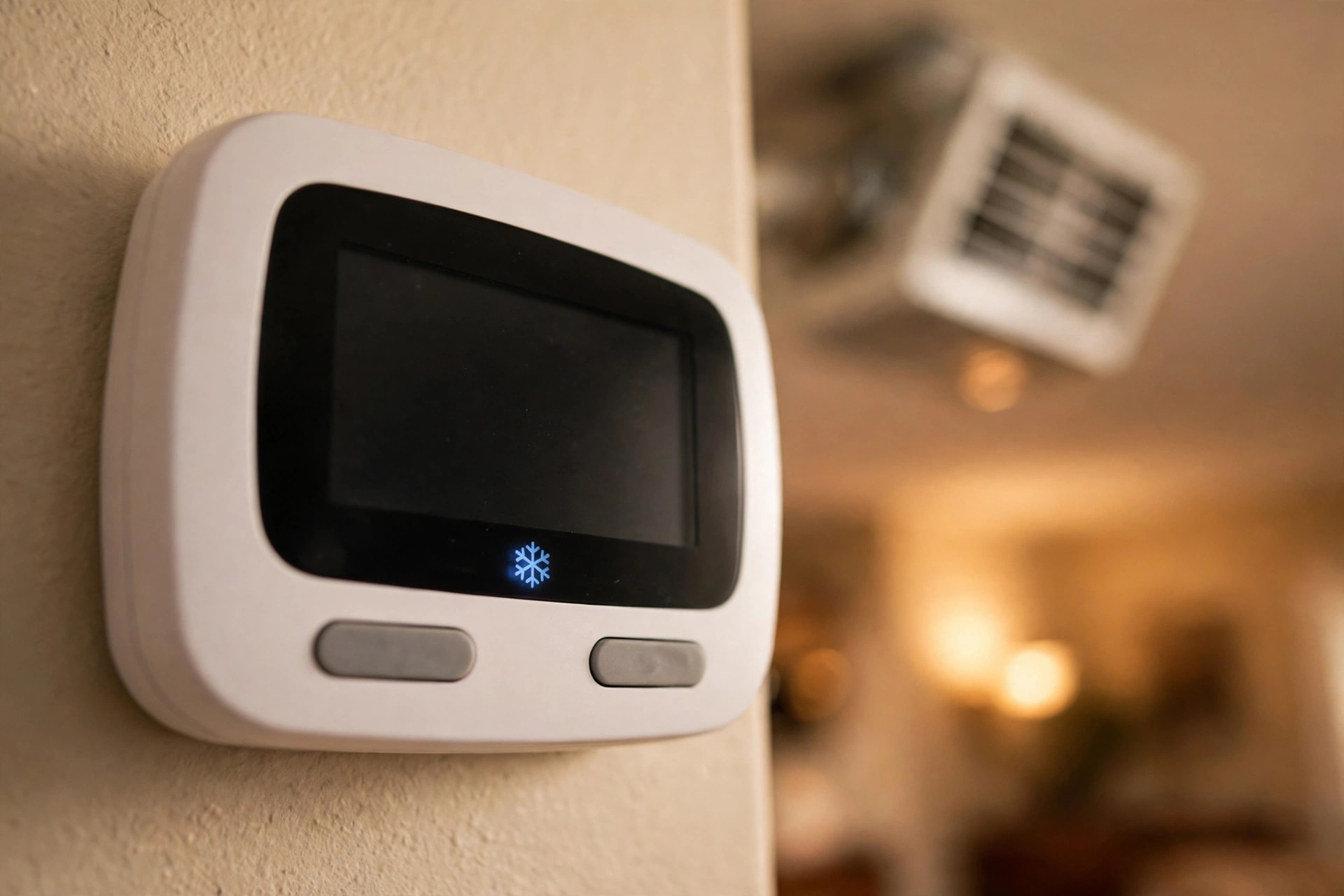Modern digital thermostat on a Marco Island home wall